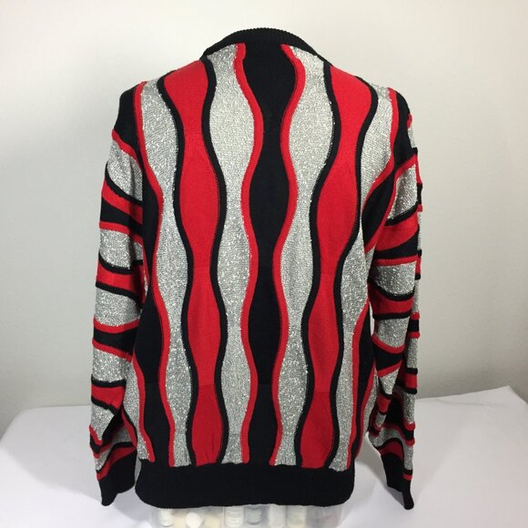 Vintage 90s Mens XL Sweater Textured Knit Coogie Style Hip Hop Alan Stuart - Picture 5 of 7